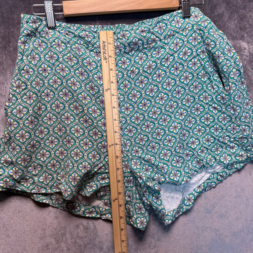 Old Navy Shorts Womens L Green Rayon Viscose Playa High Rise Geometric Pockets - Picture 8 of 9